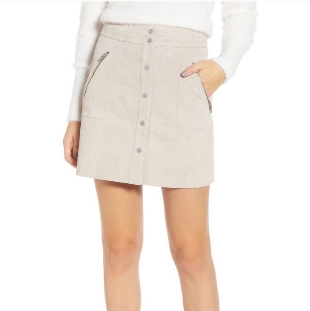 BLANKNYC Genuine Leather Snap Front Suede Miniskirt Size 26